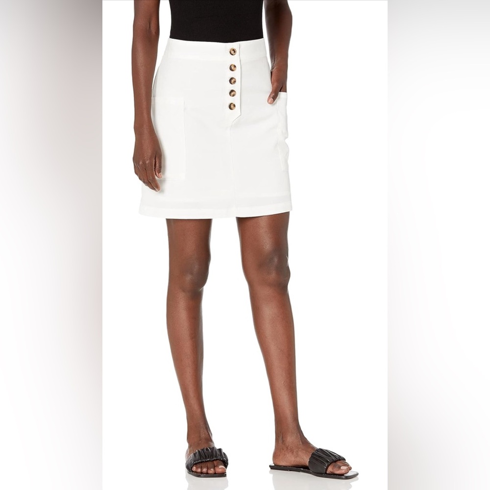 NWT Mudpie Size Small Flynn Button Fly Skirt White‎ Pockets Beach Wedding NEW